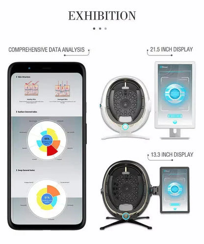 3D Skin Analysis Machine: Portable Facial Scanner with Magic Mirror - Moisture/Oil/Texture Tester for Home & Professional Use
